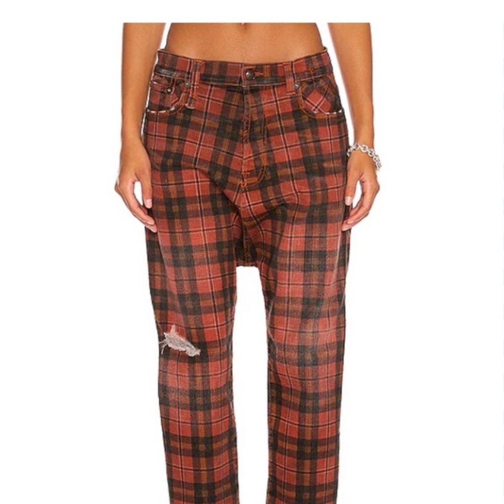 R13 Plaid Red and White Pants